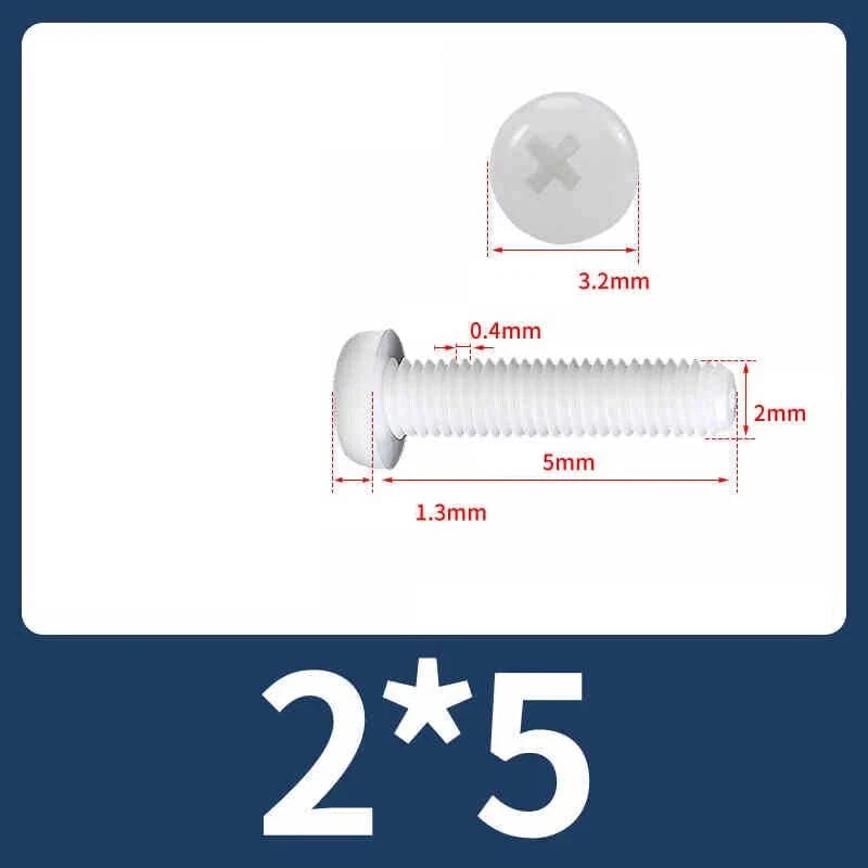 White Nylon Phillips Pan Head Machine Screws – M2 to M8, Non‑Conductive & Corrosion‑Free (PA66)