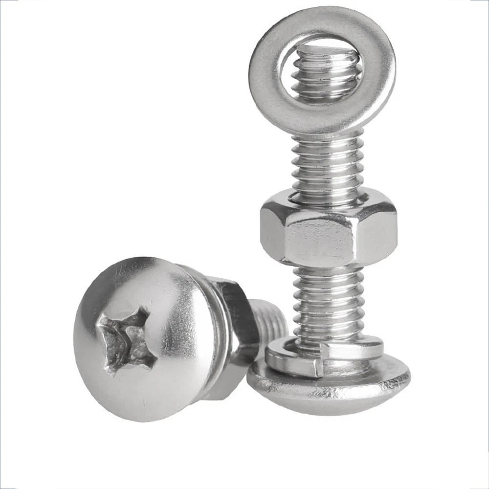 M2–M4 Phillips Truss Head Machine Screws with Hex Nuts & Washers – A2 Stainless Steel - HomeDIYer