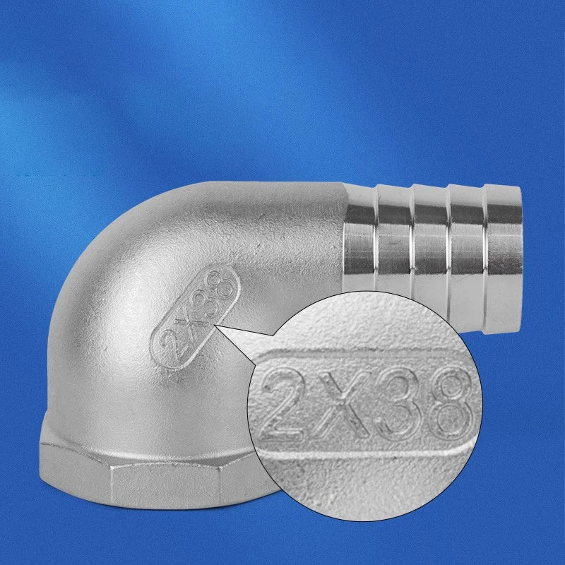 BSP Male Elbow Barbed Hose Connector — Stainless Steel, 1/8" to 1/2", 6–16mm