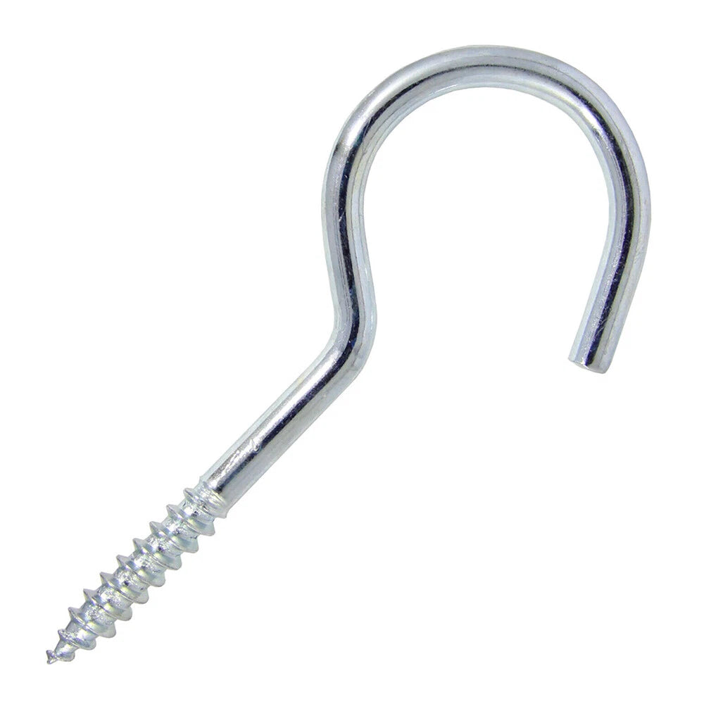 Zinc Plated Screw Eye Hooks & Screw-In Hooks — Heavy Duty, Sizes #0–#16