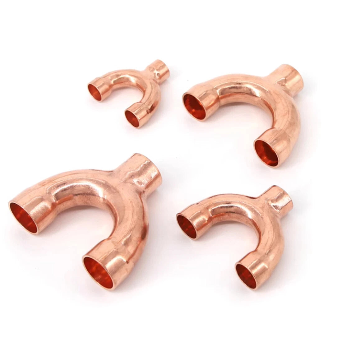 Copper Y-Type 3-Way Pipe Fitting Connector — End Feed, ID 8mm to 42mm