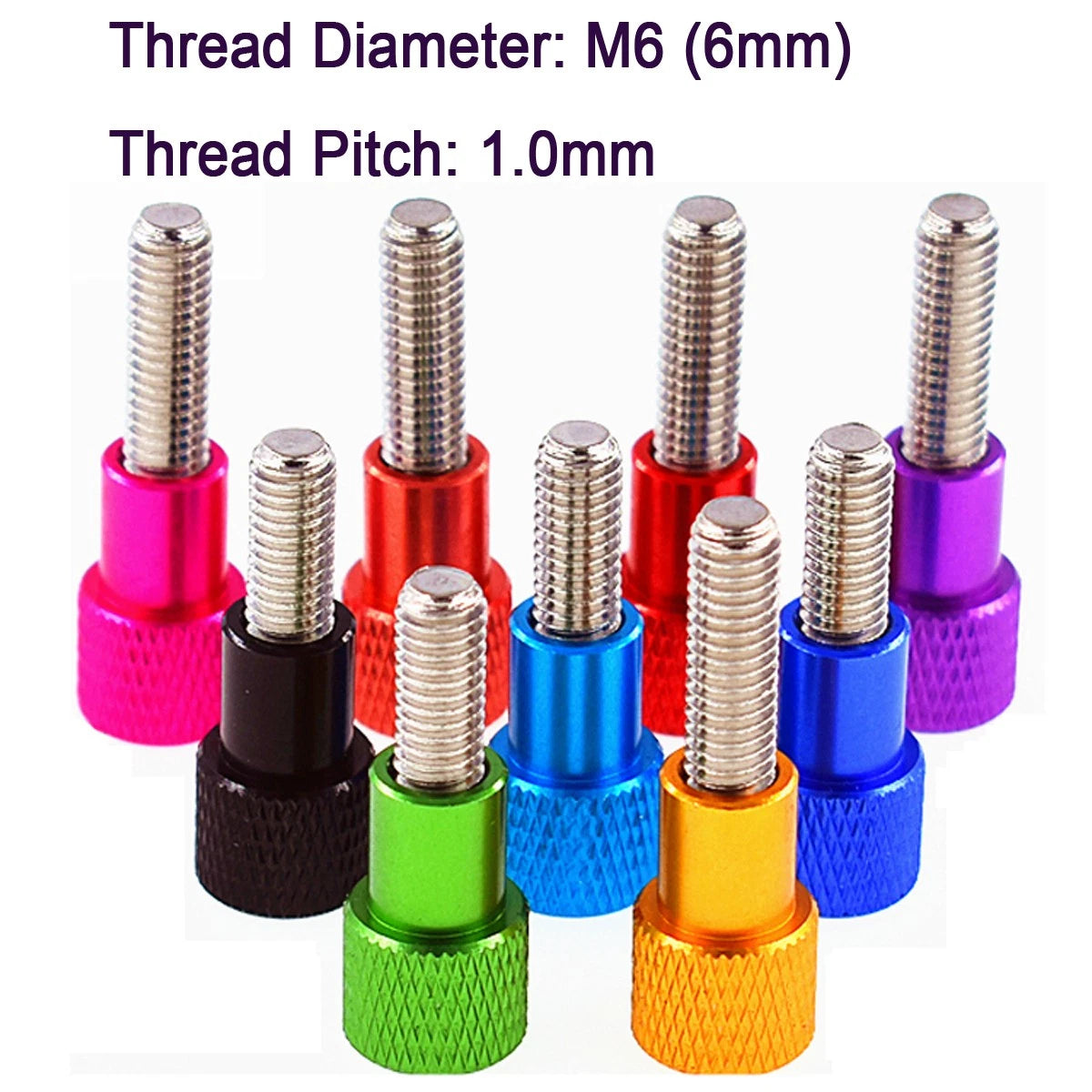 M6 Knurled High Thumb Screws Alu + Stainless Hand Grip Knob Bolt Head Thread Rod