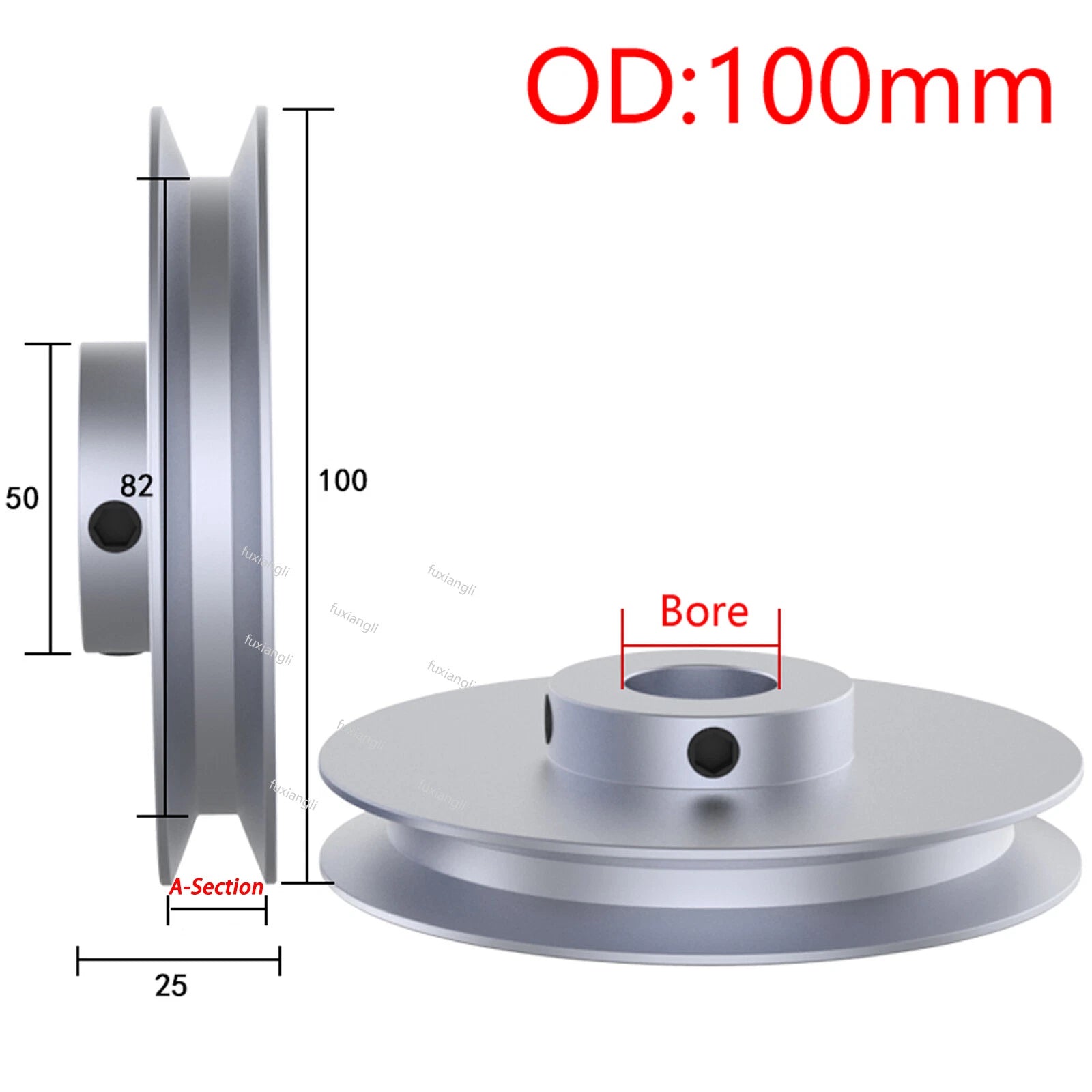 V-Groove Aluminum Drive Pulley For A-Section V-Belt Pulleys OD 40/60/80/100mm