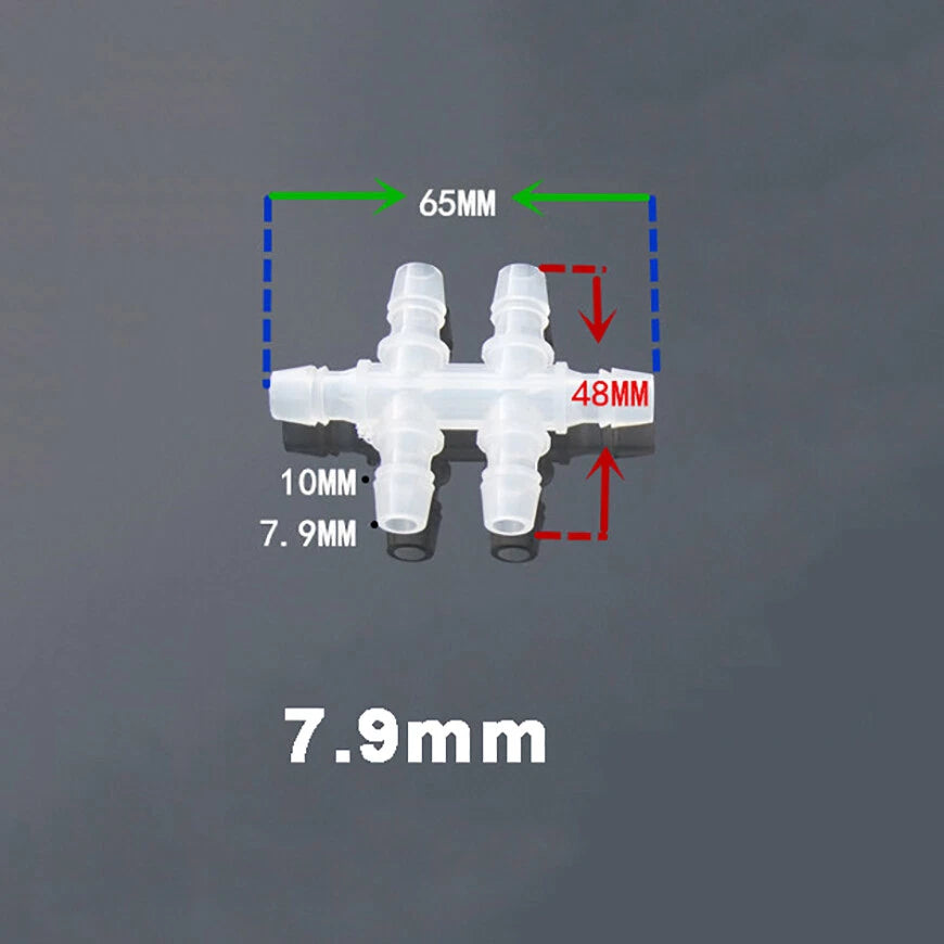 Plastic Barbed 6-Way Hose Splitter Connector — Air, Water & Gas Pipe Fitting