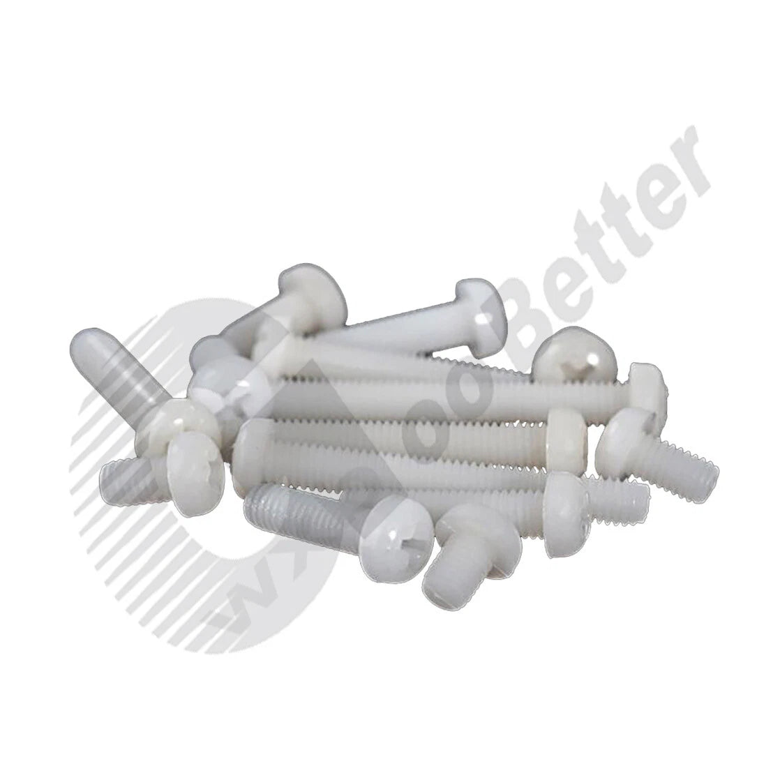 White PA66 Nylon Phillips Round Head Screws – M5 M6 M8, Fully Threaded, Non‑Conductive & Corrosion‑Free