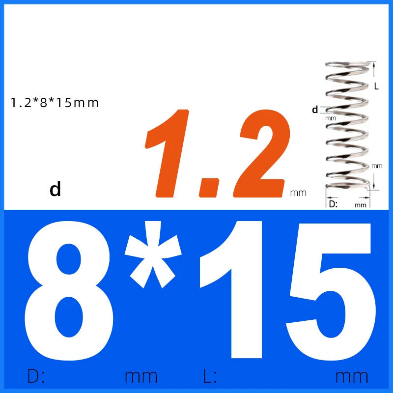 Compression Spring 1.2mm Wire Dia 8mm - 13mm OD Small Pressure Springs