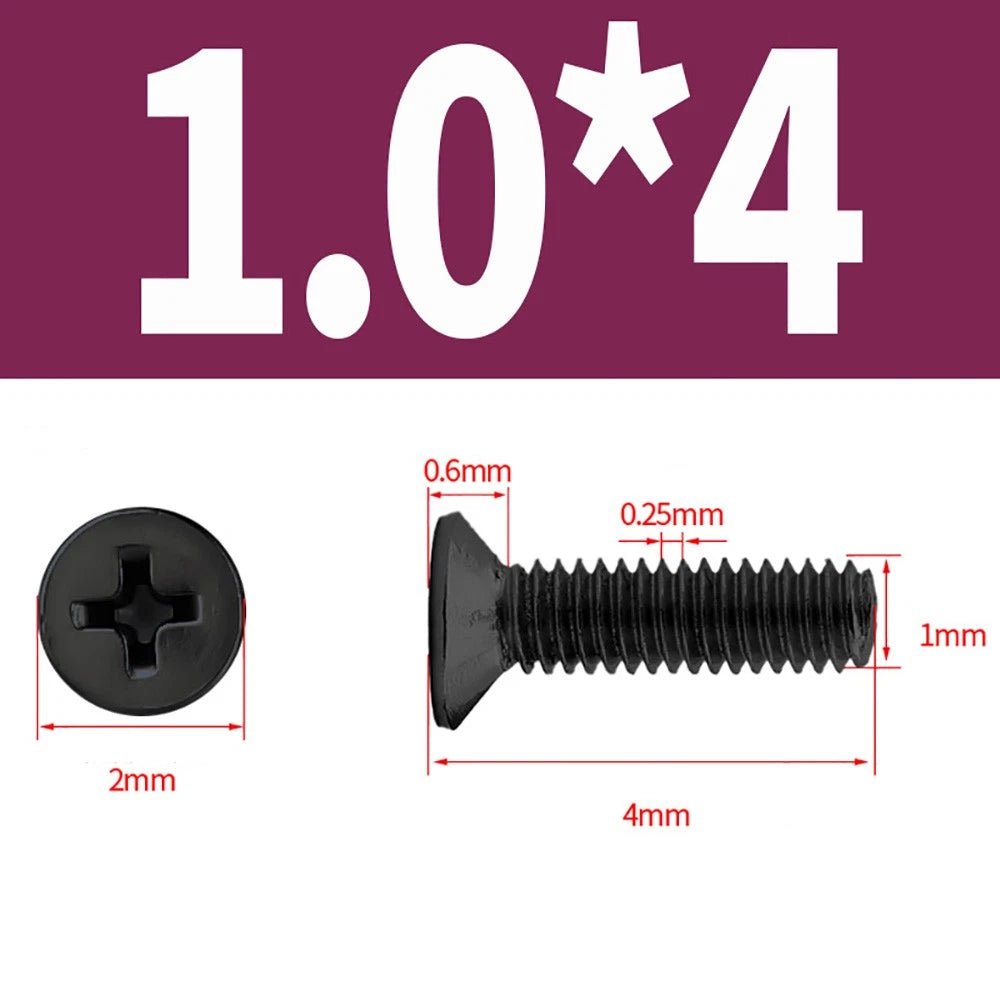 Black Phillips Flat Head Countersunk Machine Screws — Carbon Steel M1–M6