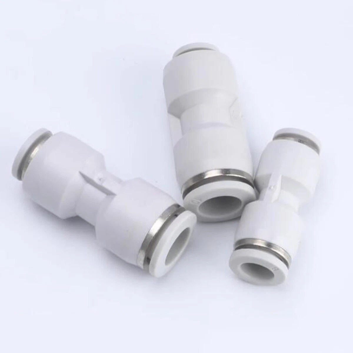 Nylon Push-to-Connect Straight Pneumatic Fitting 4–12mm White Inline Tube Connector