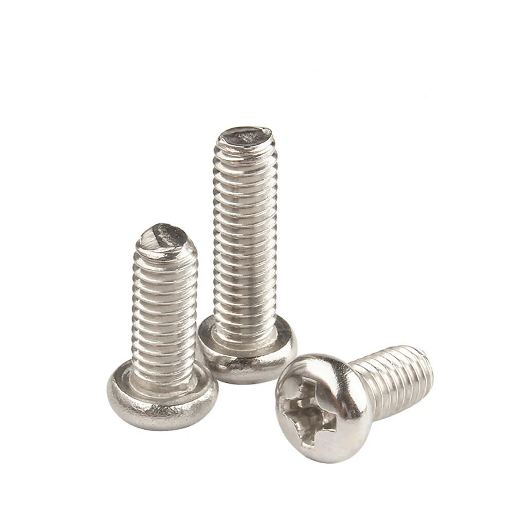 M1.2–M4 Phillips Pan Head Machine Screws – Nickel Plated Carbon Steel, DIN 7985, Fully Threaded