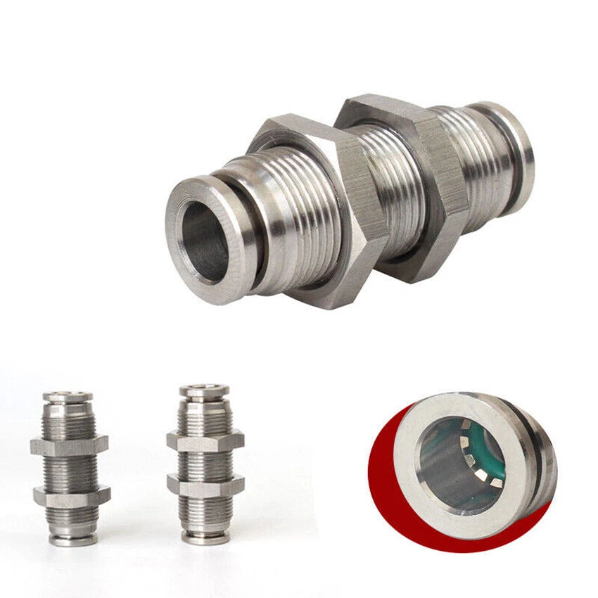 Pneumatic Push Fit Connector — L Shape & Bulkhead Fittings, 4mm–16mm