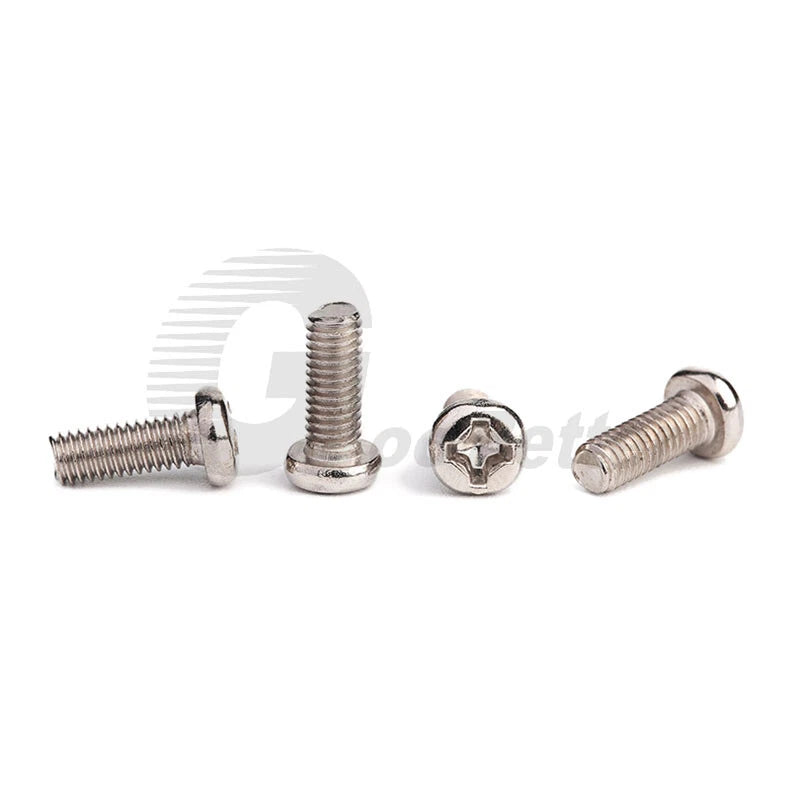 M1 M1.2 M1.4 M1.6 Round Pan Head Phillips Screws – Nickel Plated Carbon Steel, 2–10mm