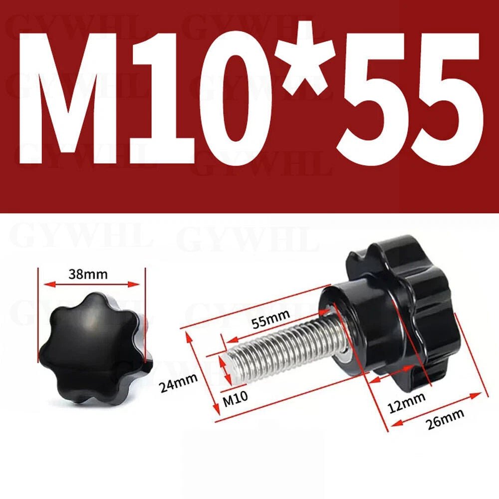Stainless Thumb Screws Hand Knob Grip Bolts Black Plastic Hexalobular Star Head - HomeDIYer