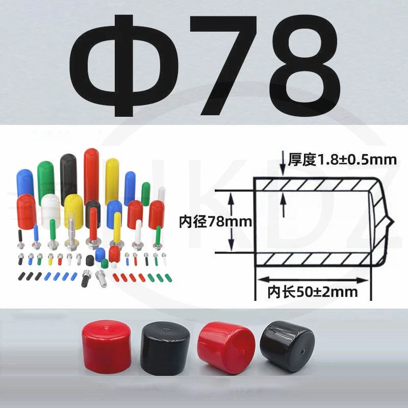 PVC End Caps for Screws, Bolts, Rods, Tubes & Cables – Thread Cover Protector, Rubber Plastic Caps (12-114mm, Multiple Colors)