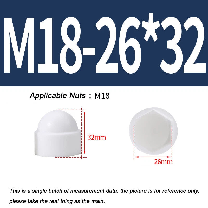 Hex Bolt & Nut Protection Caps – Plastic Hexagonal Screw Covers for M4 M5 M6 M8 M10 to M24 (PE, 5-100 Pack)