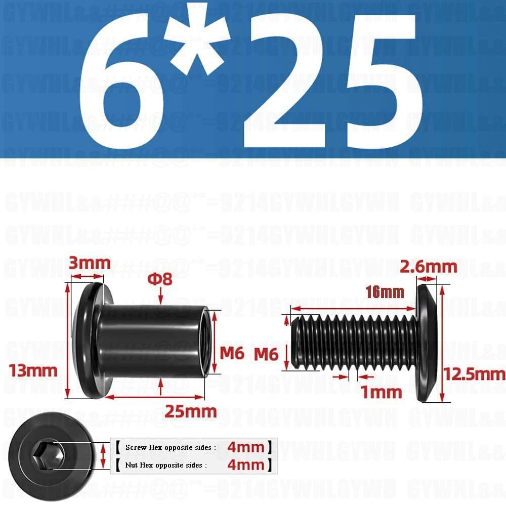 Metric Furniture Connector Bolts with End Cap Nuts — Stainless Steel M2 to M10