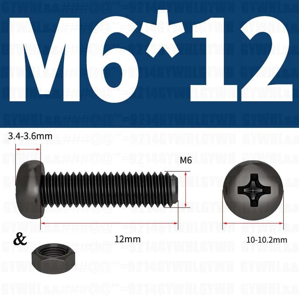 Black Pan Head Phillips Machine Screws + Hex Nuts Set – A2 Stainless Steel, M2 to M10