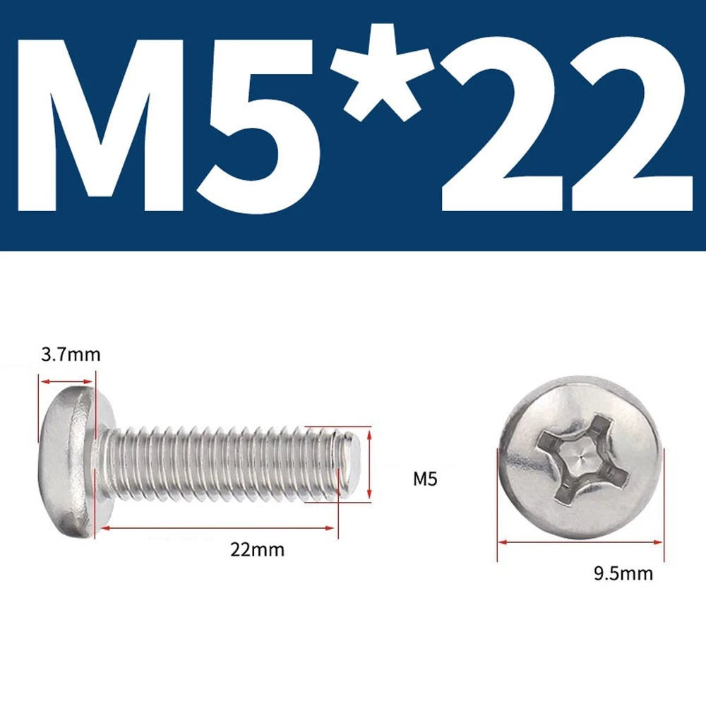 Phillips Pan Head Machine Screws — A4 Marine Grade Stainless Steel, DIN 7985 (M1.6–M10)