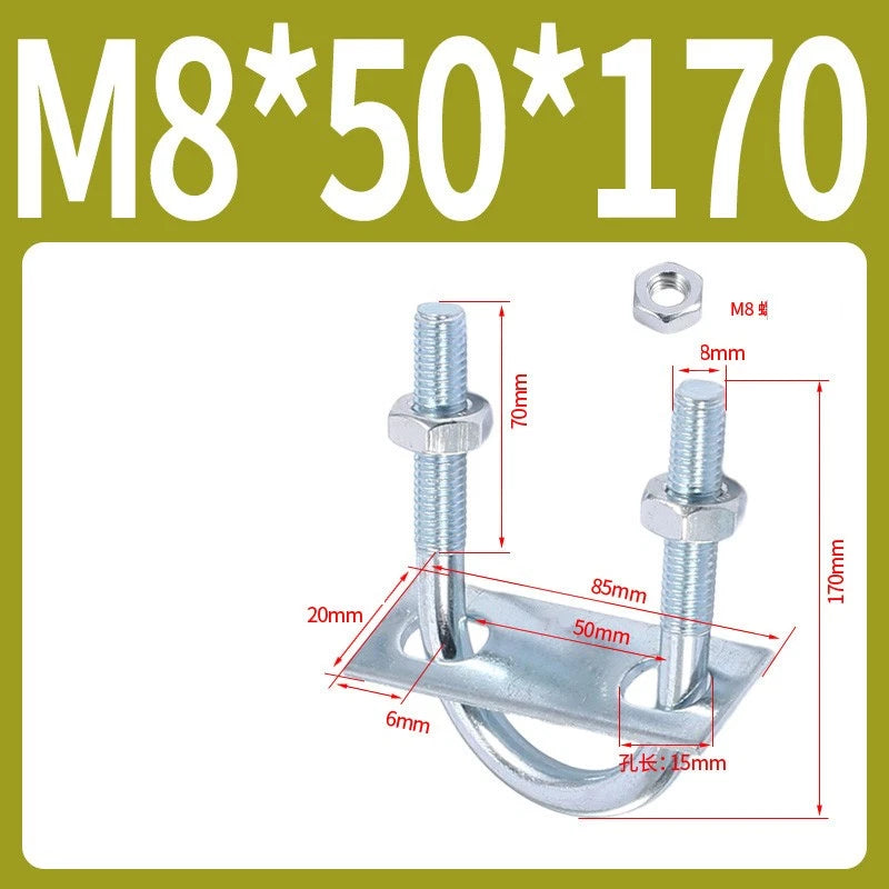Round U-Bolts Sets Steel 16mm-219mm Inner Width M6 M8 M0 M12 with Nut, Plate