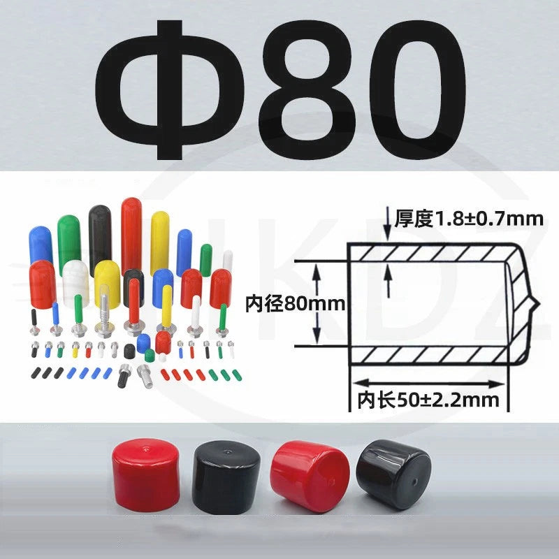 PVC End Caps for Screws, Bolts, Rods, Tubes & Cables – Thread Cover Protector, Rubber Plastic Caps (12-114mm, Multiple Colors)
