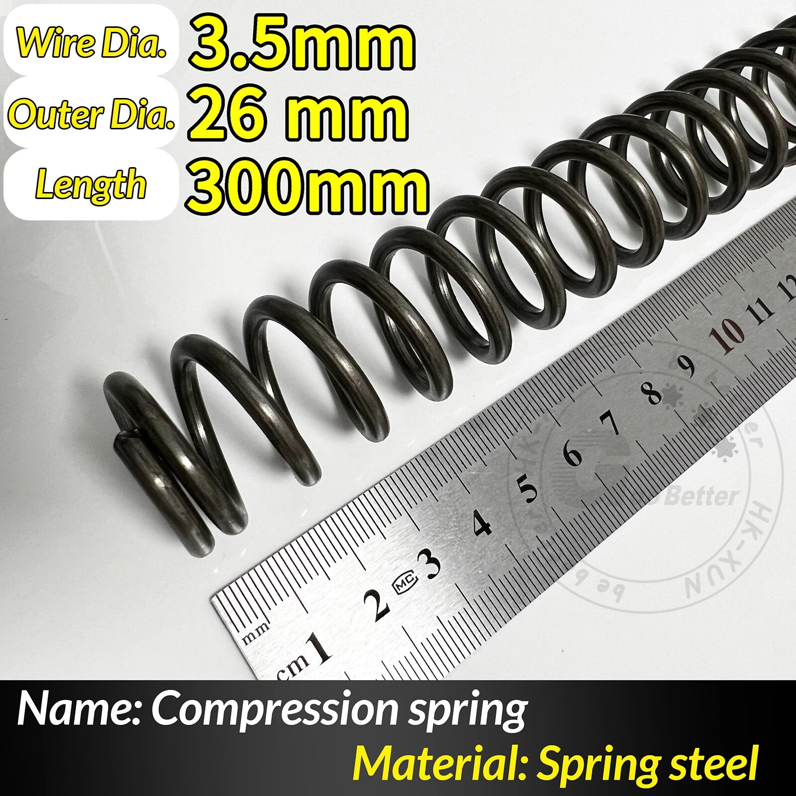 Compression Spring Pressure Springs, Wire Dia 2-3.5mm, OD 10-60mm, Length 300mm