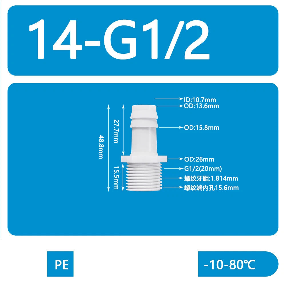 BSP Metric External Thread Straight Barb Connector – Plastic Hose Pipe Fitting