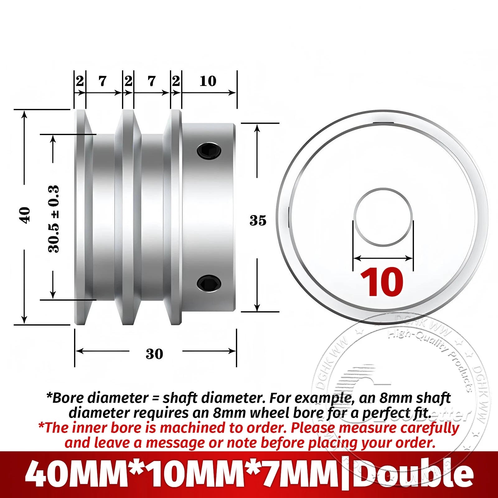 V Grooved Pulley Aluminum Round Belt Pulleys For 7mm Belt Single/Double Grooved