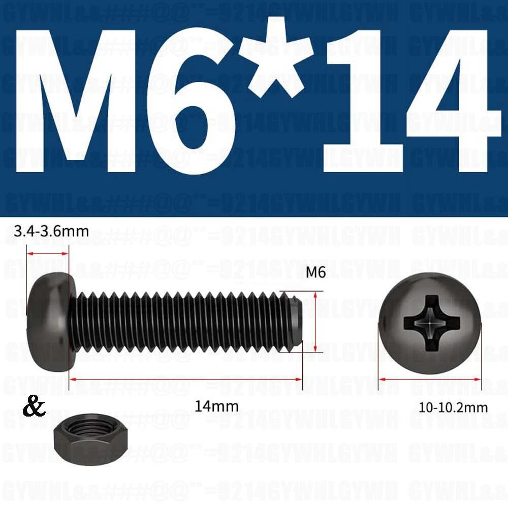 Black Pan Head Phillips Machine Screws + Hex Nuts Set – A2 Stainless Steel, M2 to M10
