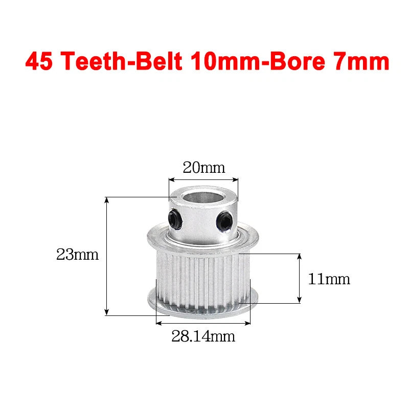 2GT Drive Pulley With Step 16 Tooth - 100 Tooth Bore 4mm - 25mm for 10mm Belt