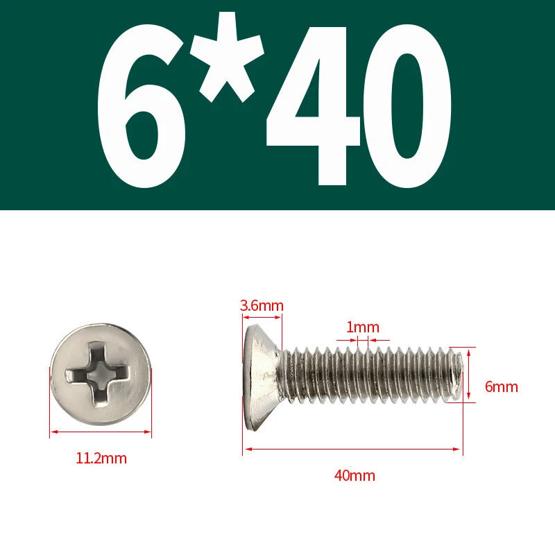 Phillips Machine Screws Countersunk Nickel Plated Steel DIN 965 Flat Head M1~M6