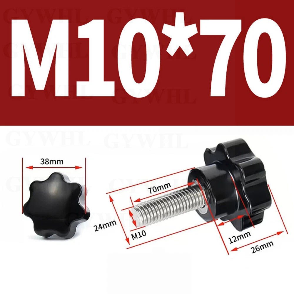 Stainless Thumb Screws Hand Knob Grip Bolts Black Plastic Hexalobular Star Head - HomeDIYer