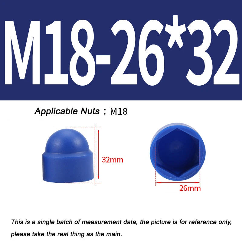 Hex Bolt & Nut Protection Caps – Plastic Hexagonal Screw Covers for M4 M5 M6 M8 M10 to M24 (PE, 5-100 Pack)