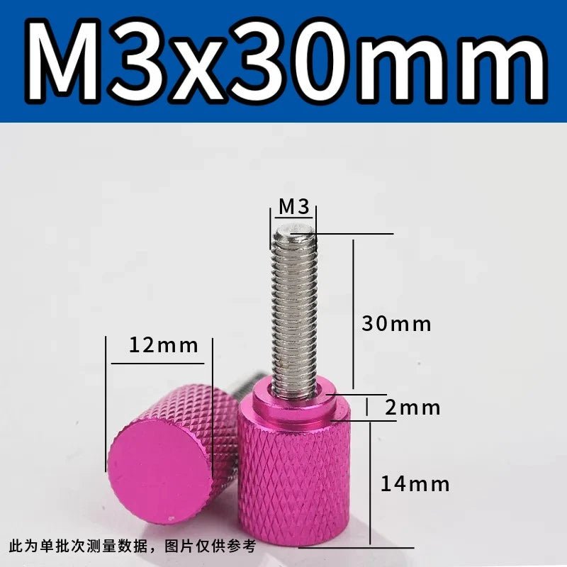 M3 Knurled Thumb Screws – Colored Anodized Aluminum, 6mm to 100mm, 10 Colors - HomeDIYer