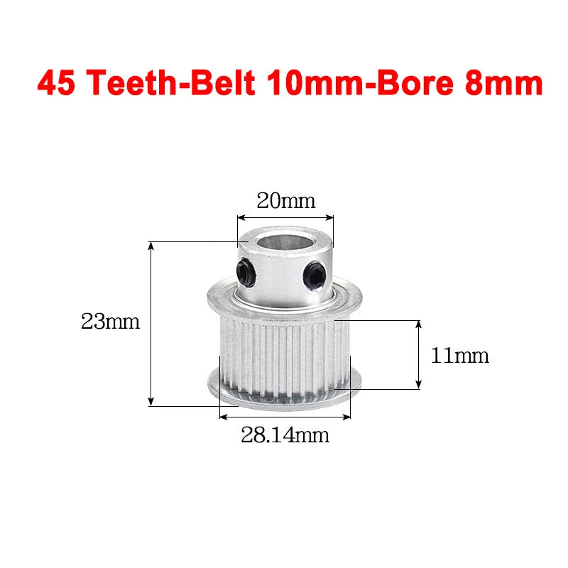 2GT Drive Pulley With Step 16 Tooth - 100 Tooth Bore 4mm - 25mm for 10mm Belt
