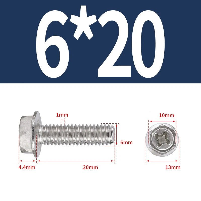 Phillips Hex Flange Screws 304 Stainless Steel M3–M8 | Dentate & Flat Flange - HomeDIYer