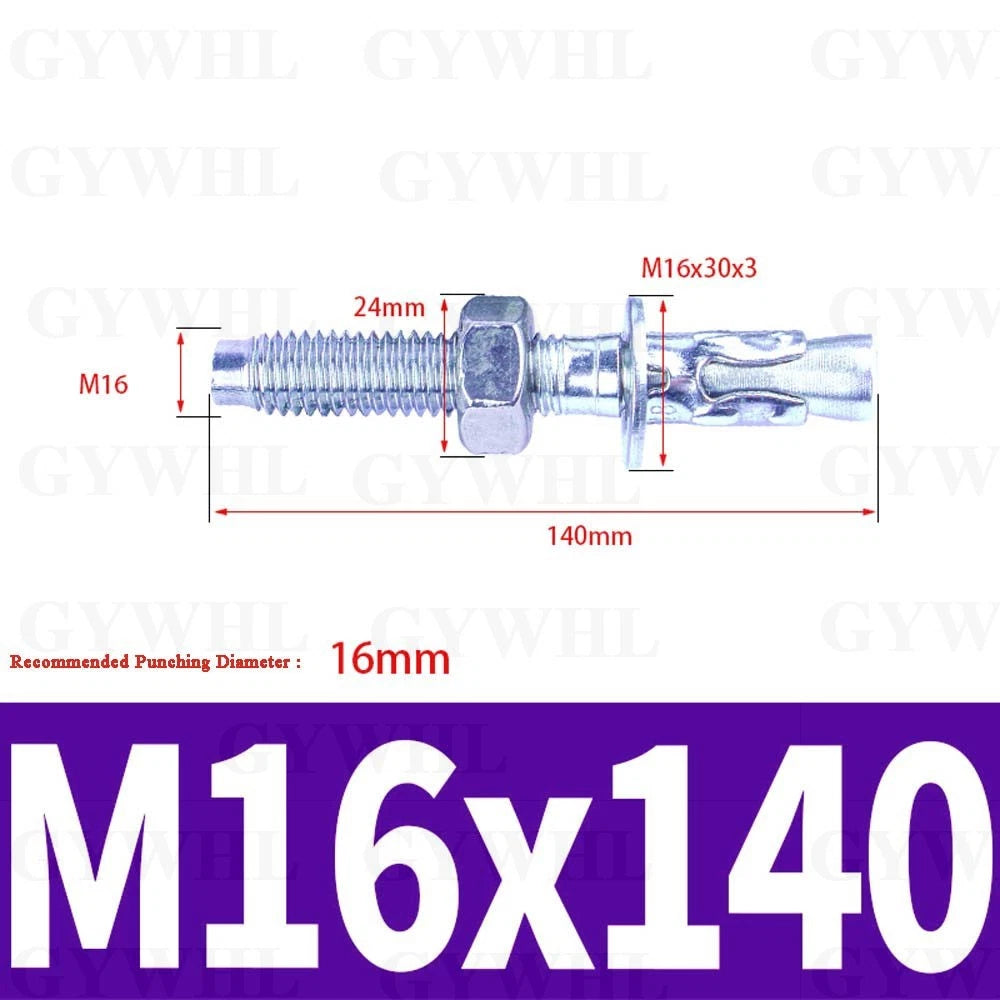 Hex Head Expansion Anchor Bolts — M6 to M20, Stainless Steel A2 & Zinc Plated, Extra Long