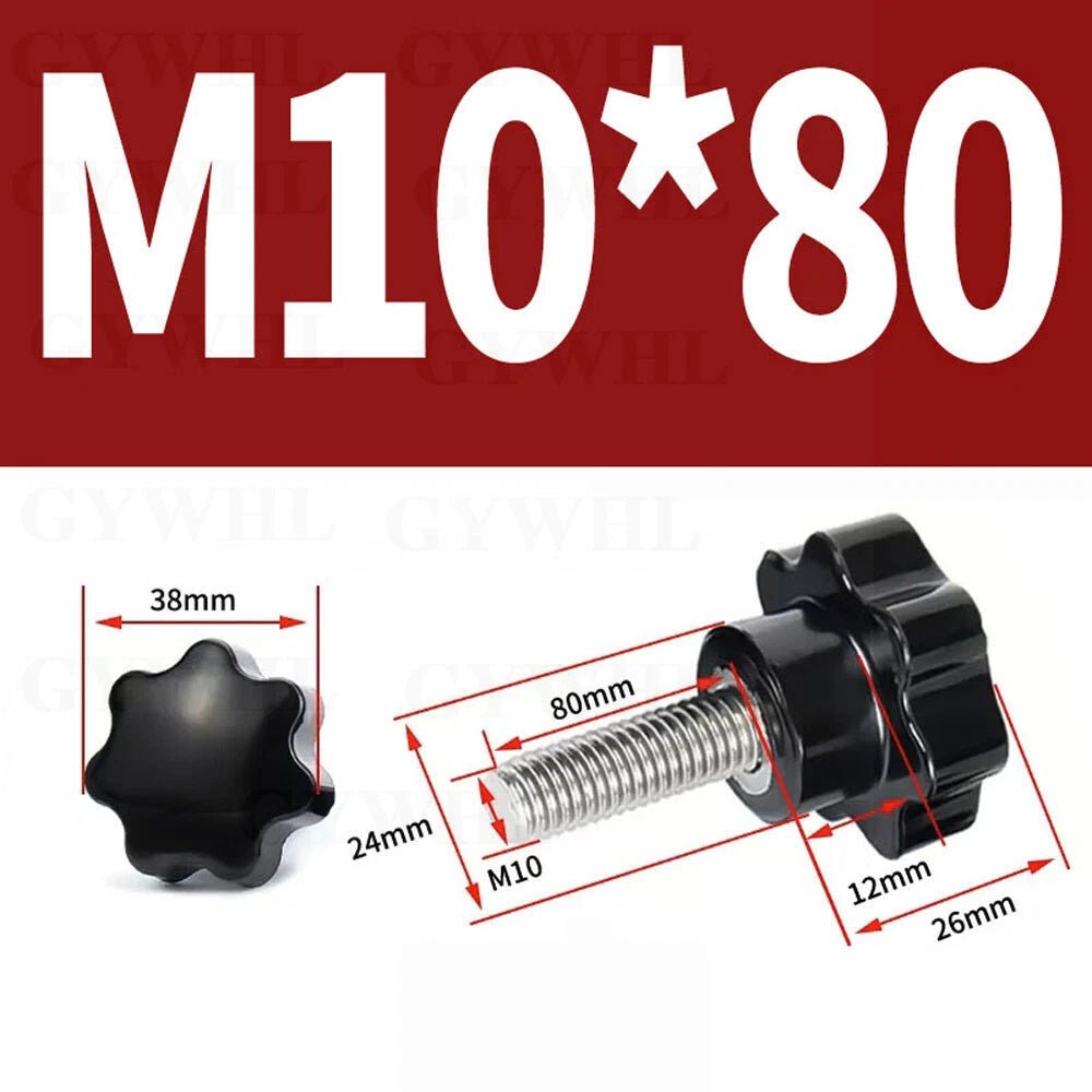 Stainless Thumb Screws Hand Knob Grip Bolts Black Plastic Hexalobular Star Head - HomeDIYer
