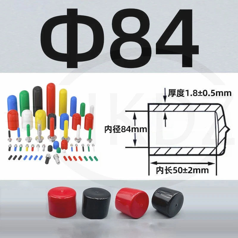 PVC End Caps for Screws, Bolts, Rods, Tubes & Cables – Thread Cover Protector, Rubber Plastic Caps (12-114mm, Multiple Colors)