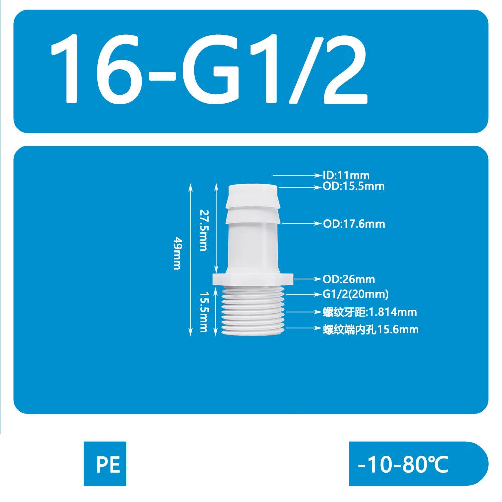 BSP Metric External Thread Straight Barb Connector – Plastic Hose Pipe Fitting