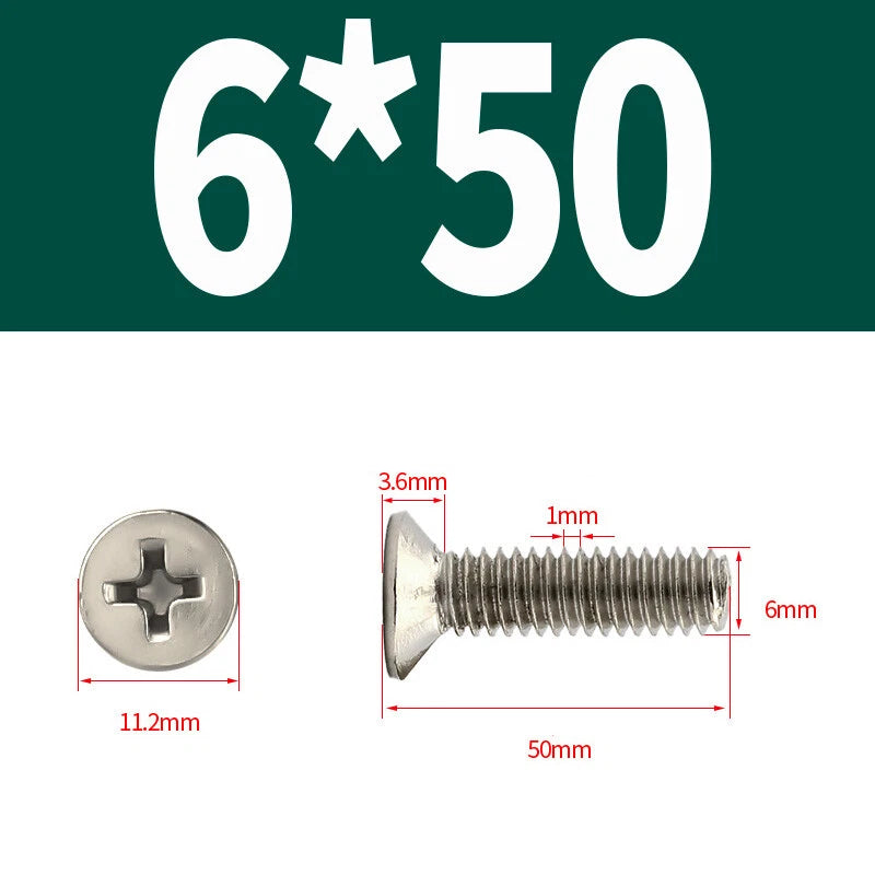 Phillips Machine Screws Countersunk Nickel Plated Steel DIN 965 Flat Head M1~M6
