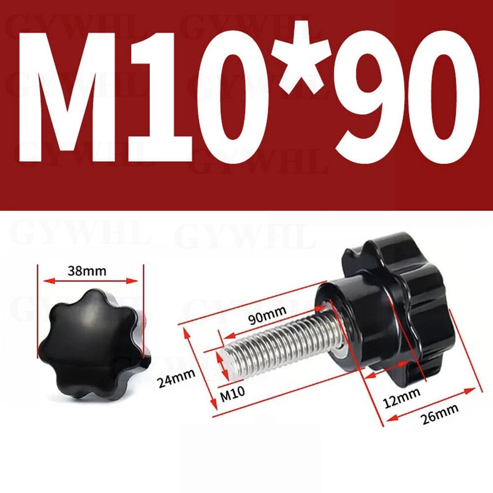 Stainless Thumb Screws Hand Knob Grip Bolts Black Plastic Hexalobular Star Head - HomeDIYer