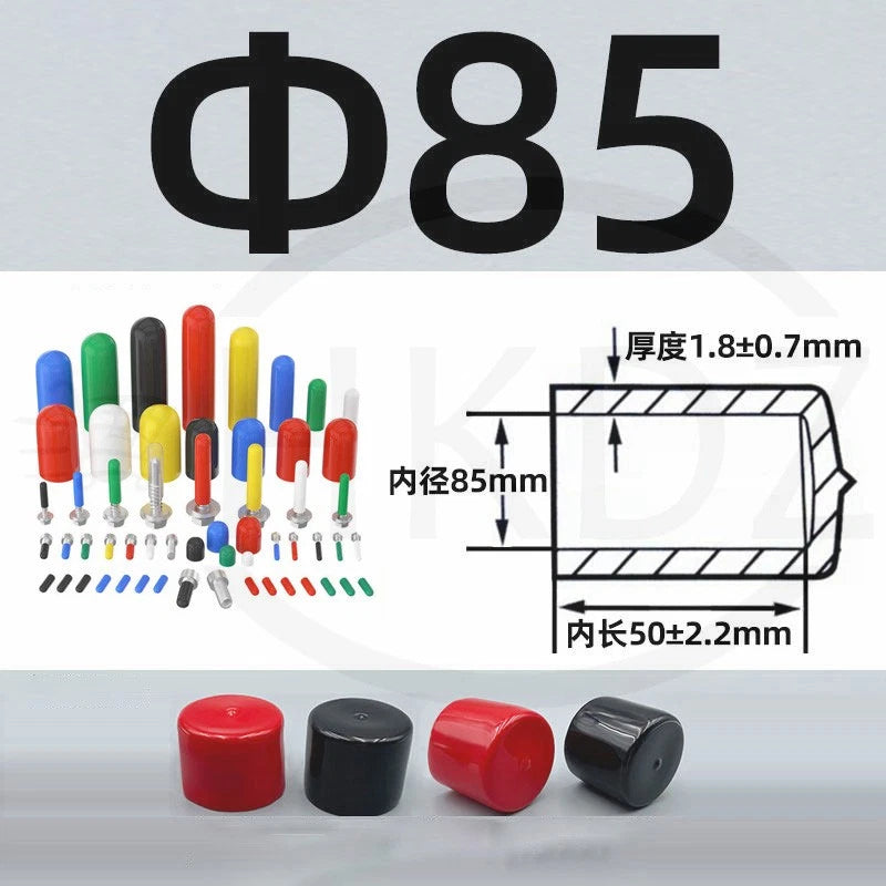 PVC End Caps for Screws, Bolts, Rods, Tubes & Cables – Thread Cover Protector, Rubber Plastic Caps (12-114mm, Multiple Colors)
