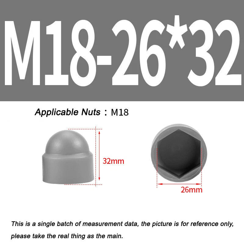 Hex Bolt & Nut Protection Caps – Plastic Hexagonal Screw Covers for M4 M5 M6 M8 M10 to M24 (PE, 5-100 Pack)