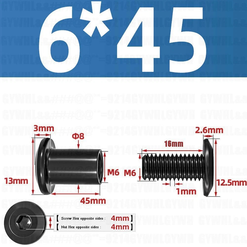 Metric Furniture Connector Bolts with End Cap Nuts — Stainless Steel M2 to M10