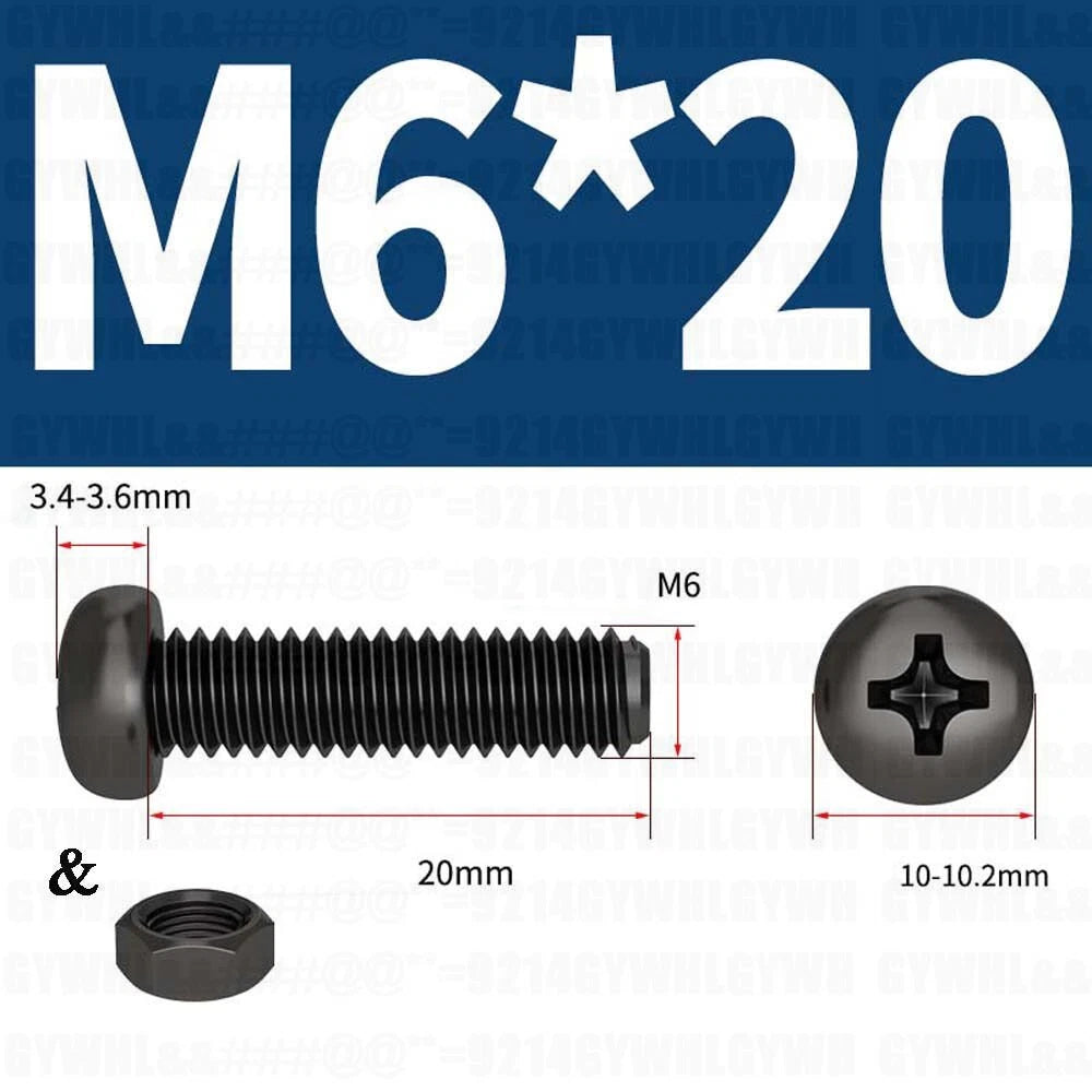 Black Pan Head Phillips Machine Screws + Hex Nuts Set – A2 Stainless Steel, M2 to M10