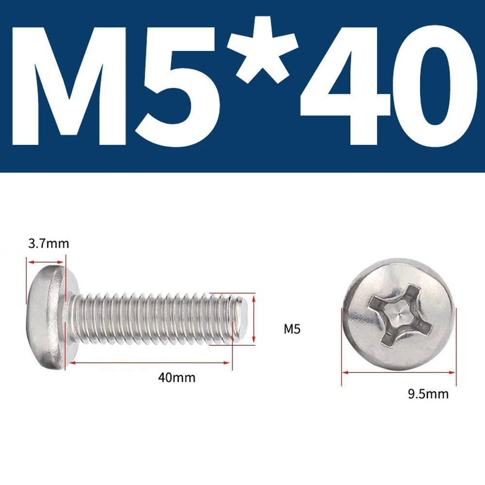 Phillips Pan Head Machine Screws — A4 Marine Grade Stainless Steel, DIN 7985 (M1.6–M10)
