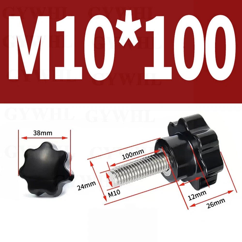 Stainless Thumb Screws Hand Knob Grip Bolts Black Plastic Hexalobular Star Head - HomeDIYer
