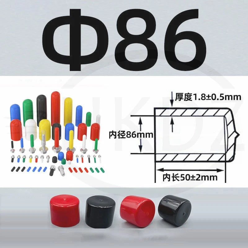 PVC End Caps for Screws, Bolts, Rods, Tubes & Cables – Thread Cover Protector, Rubber Plastic Caps (12-114mm, Multiple Colors)