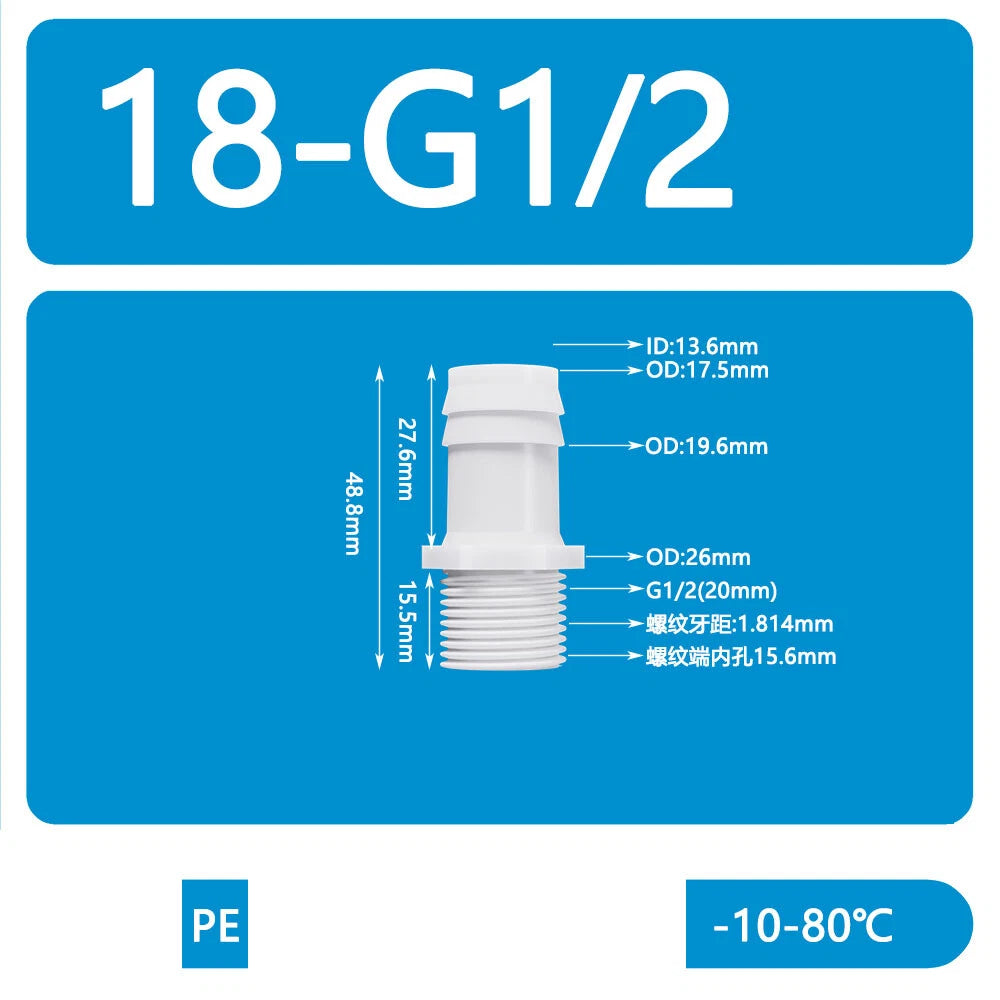 BSP Metric External Thread Straight Barb Connector – Plastic Hose Pipe Fitting