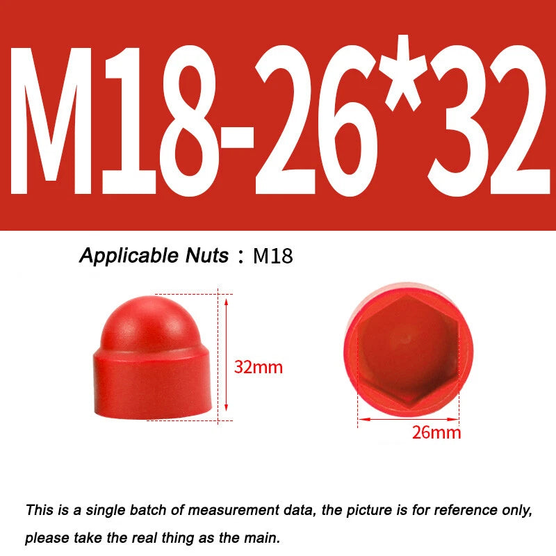 Hex Bolt & Nut Protection Caps – Plastic Hexagonal Screw Covers for M4 M5 M6 M8 M10 to M24 (PE, 5-100 Pack)