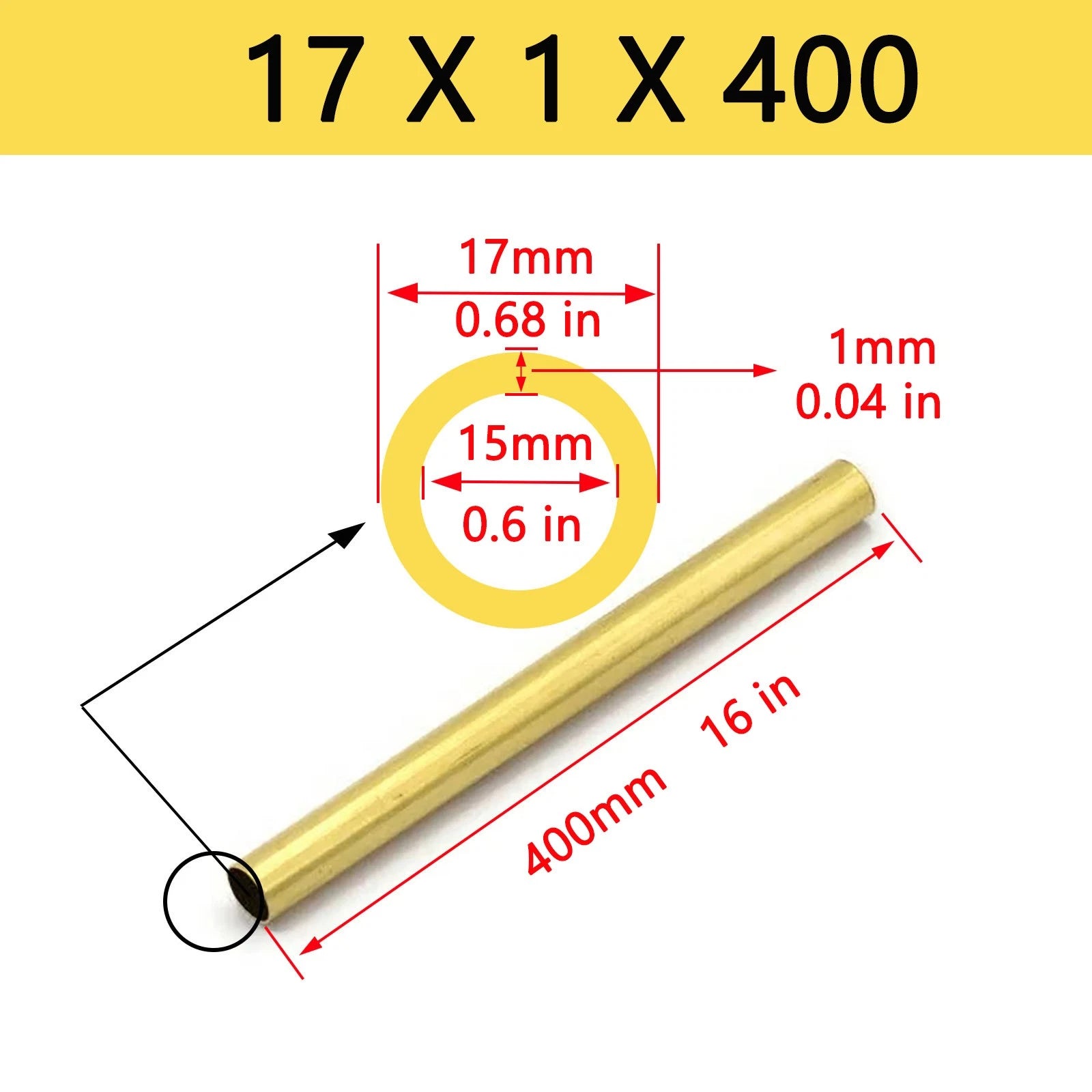Brass Tubes ROUND PIPE Cu 62% OD 4mm 5mm 6mm 7mm 8mm To 25mm Length 400mm 0.4m